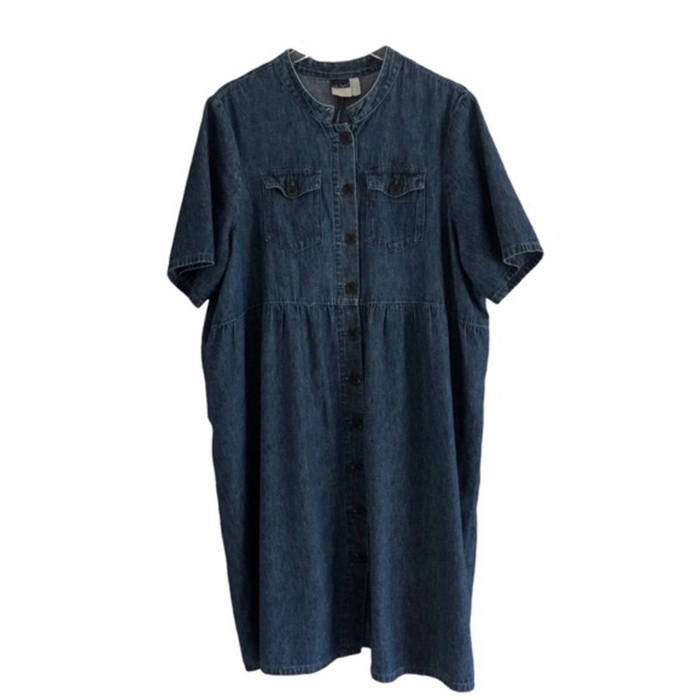 Ulla Popken Denim Button Front Short Sleeve Dress US 16/18 - Picture 1 of 6